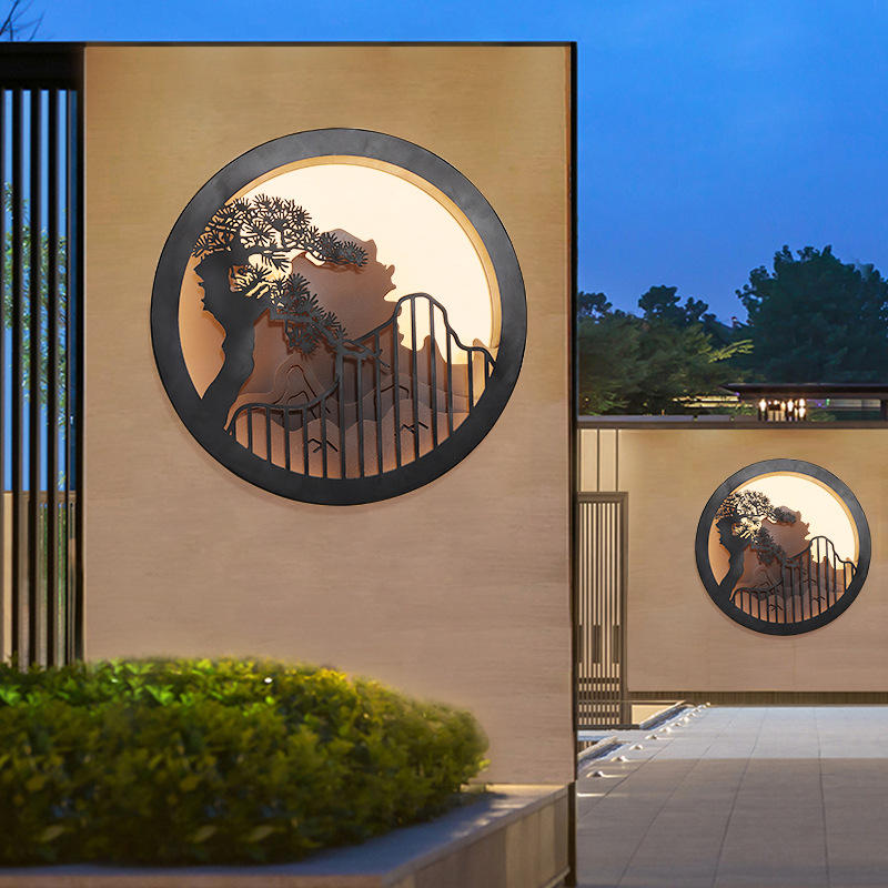 新中式户外壁灯防水led门前灯入户花园围墙灯室外别墅庭院大门灯