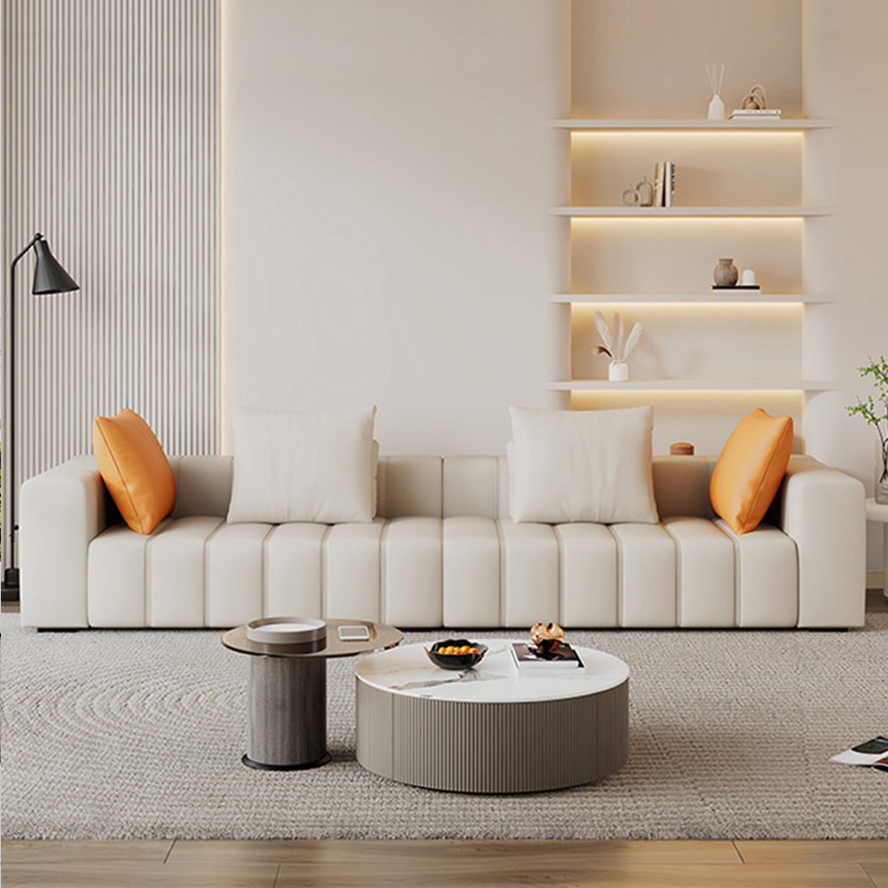 真皮沙发头层牛皮简约现代意式极简钢琴键直排三人位皮艺客厅组合