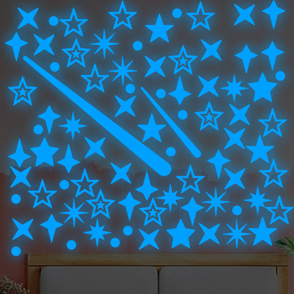 流星月亮夜光墙贴温馨房间布置儿童房幼儿园自粘装饰荧光墙贴纸