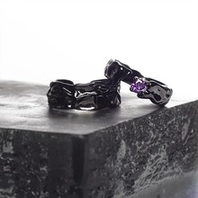小众设计戒指紫锆石冷淡风暗黑设计感时尚轻奢百搭开口调节女指环