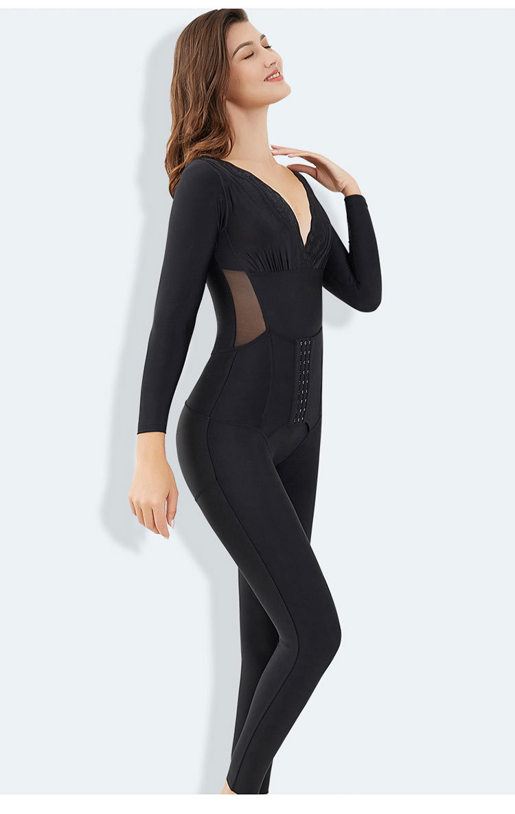 长袖长裤排扣后脱款连体塑身衣瘦身衣收腹多层塑形产后塑形女士