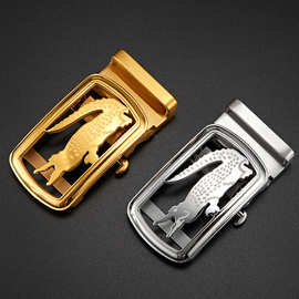 泰国鳄鱼皮带专用无牙扣头不锈钢腰带头304男自动扣头无孔无卡槽