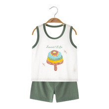 婴儿薄款背心套装超薄莱赛尔睡衣夏季儿童短裤宽松宝宝空调和尚服