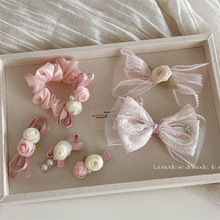法式珍珠粉色玫瑰花发夹女高级感超仙鸭嘴夹发饰头饰春夏季新款