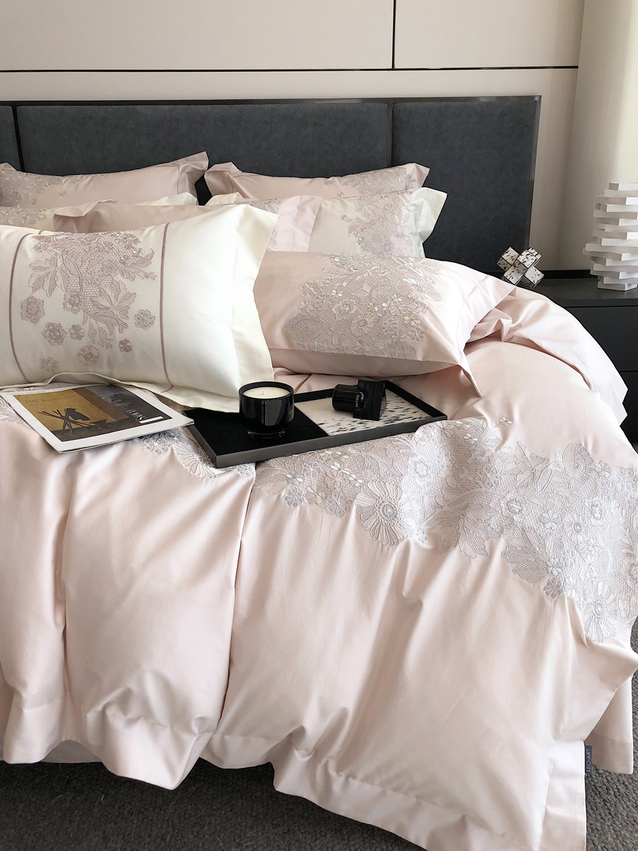 1家纺100支纯棉长绒棉春秋季床上四件套高精密刺绣被套全棉-阿里巴巴