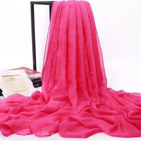 Big Red Oversized Chiffon Pure Color Scarf Spring and Summer Beach Sun Protection Scarf All-Matching Talma Dance Party Scarf