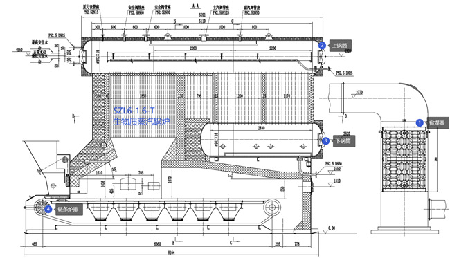 szl616t双锅筒链条生物质蒸汽锅炉16mpa蒸汽锅炉
