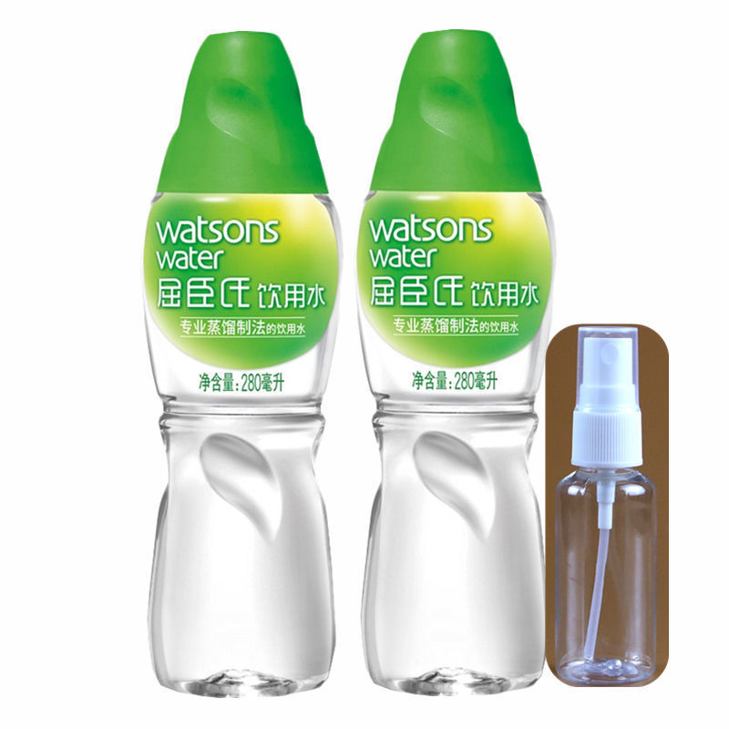 屈臣氏蒸馏水280ml*2瓶装 蒸馏制法饮用水敷面膜水疗补水