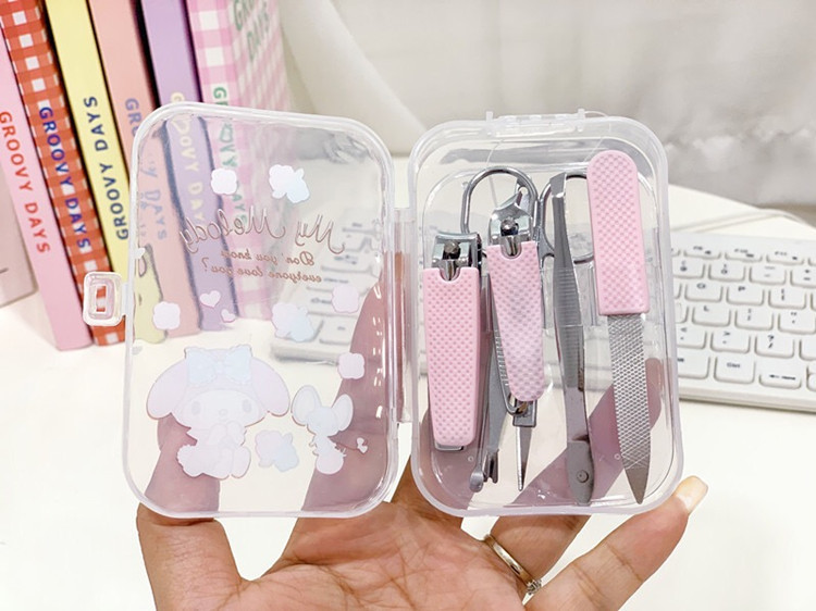 Cute Cartoon Printing Clow M Stainless Steel Nail Clippers Set Silicone Non-Slip Trimming Nail Clippers 7-Piece Set