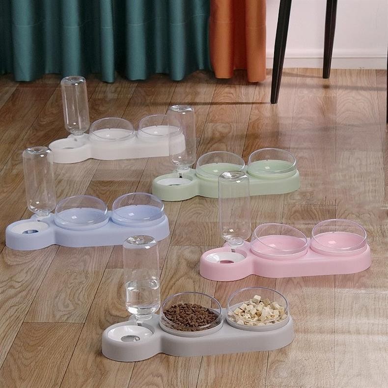 Dog Basin Cat Bowl Pet Feeder Anti-Tumble Snail Three Bowl Automatic Water Dispenser Large Diameter Cat Basin Factory