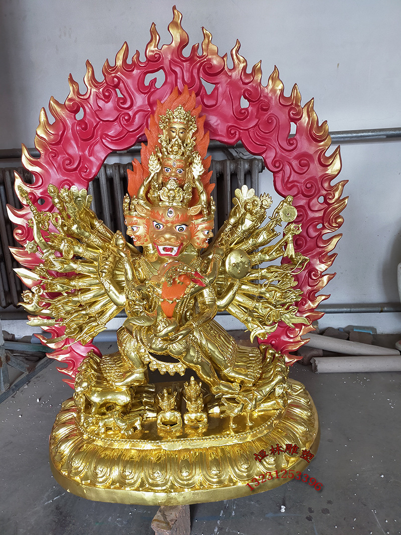 恒林雕塑纯铜大型藏传寺院铸铜1米怖畏金刚 牛头明王护法密宗佛像