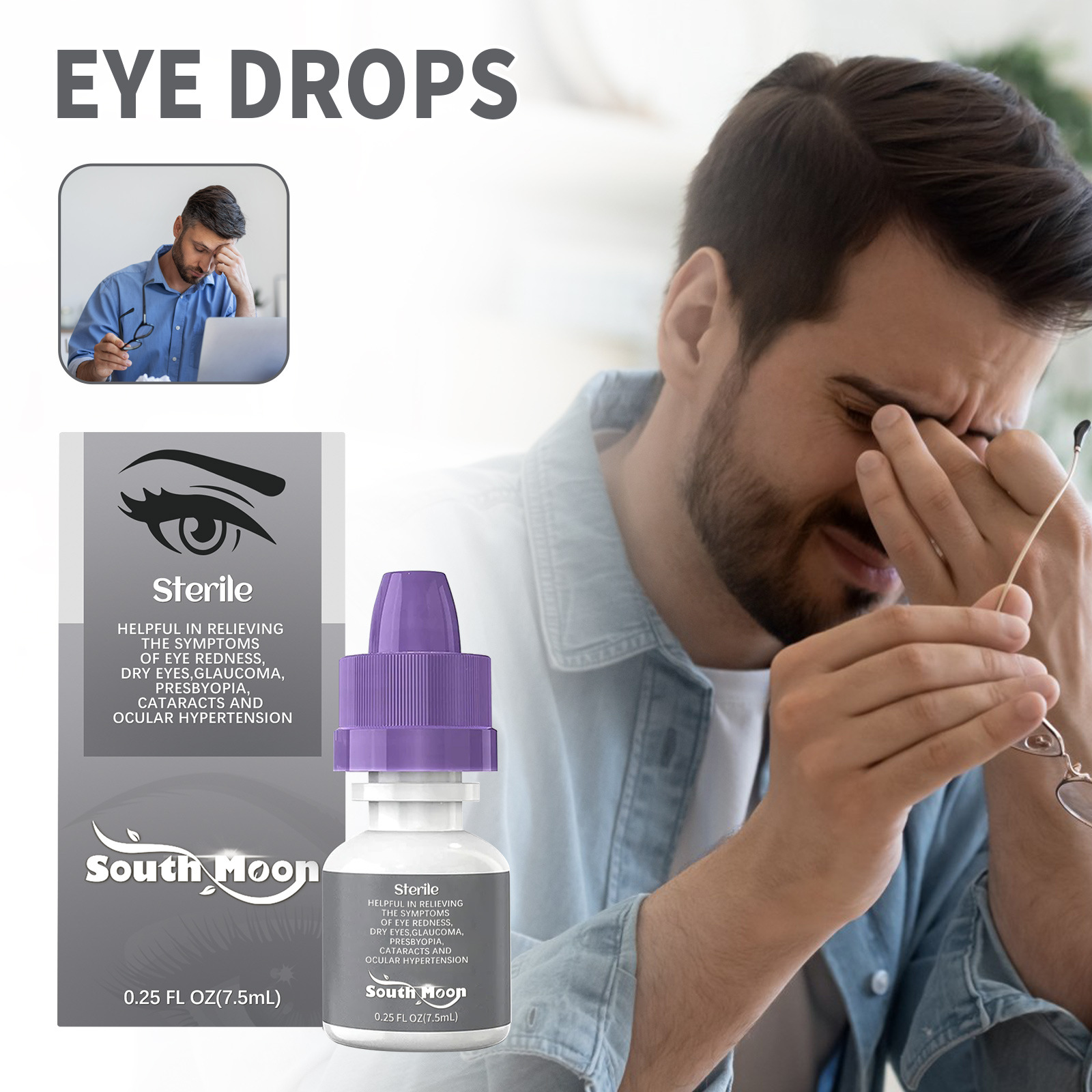 South Moon Eye Drops Eye Care Eye Repair Dry Eye Fatigue Eye Red Eye Eye Care image