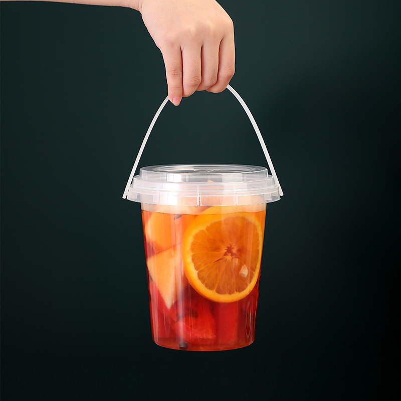 1000ml一次性手提一桶水果茶桶1升超大网红霸王桶杯700ml奶茶桶装