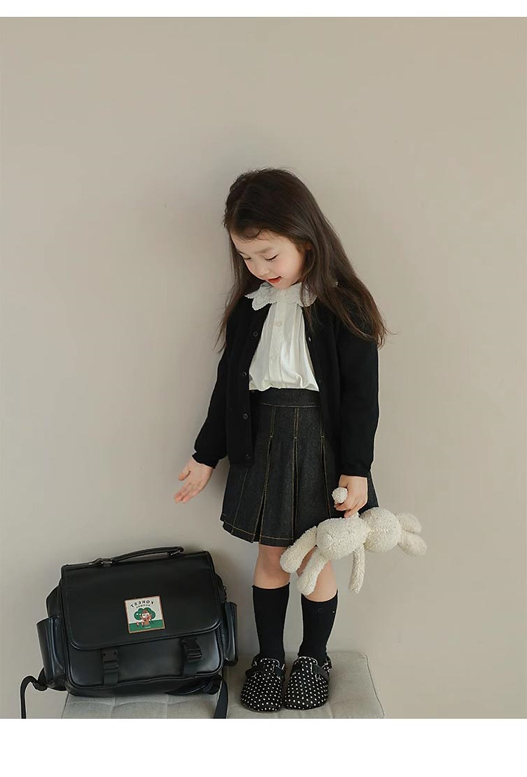 Girls curled solid color sweater cardigan autumn new children's fashion all-match casual cardigan