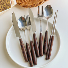 韩式网红家用长柄勺子叉子不锈钢餐具ins西餐牛排刀304不锈钢筷子