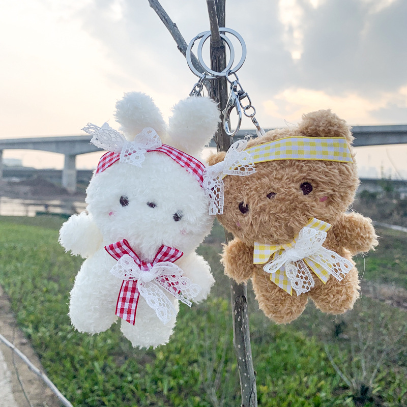 Plush Cute Bunny Doll Keychain Ins Bear Schoolbag Pendant Pendant Ornaments for Couple Doll Cartoon