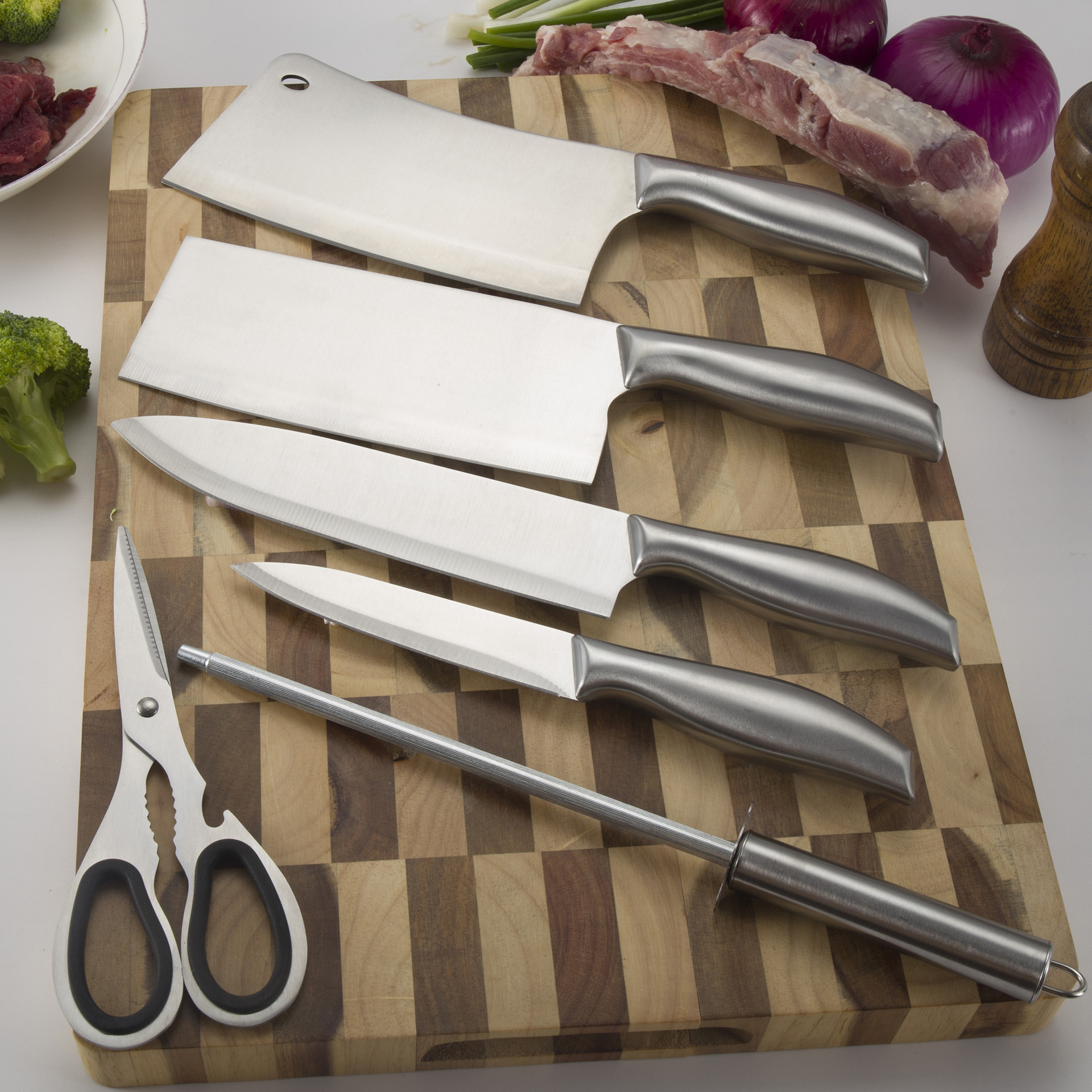 Stainless Steel Cutter Set 6-Piece Sandwich Handle Gift Knife Set Kitchen Knife Yangjiang Factory Supply Wholesale