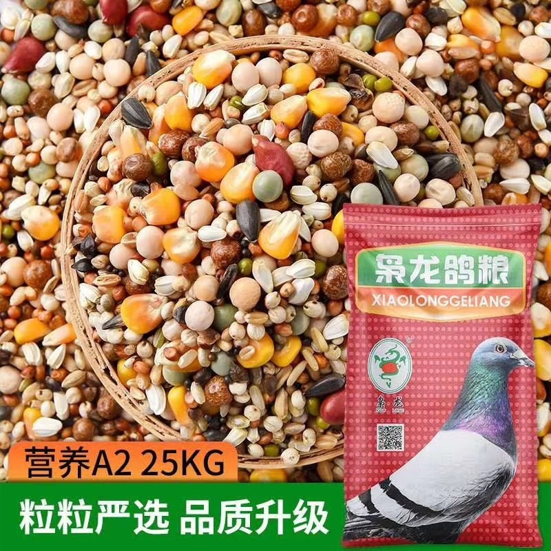 枭龙a2营养鸽粮 带玉米鸽子粮 种鸽粮 赛鸽料 信鸽子饲料50斤包邮