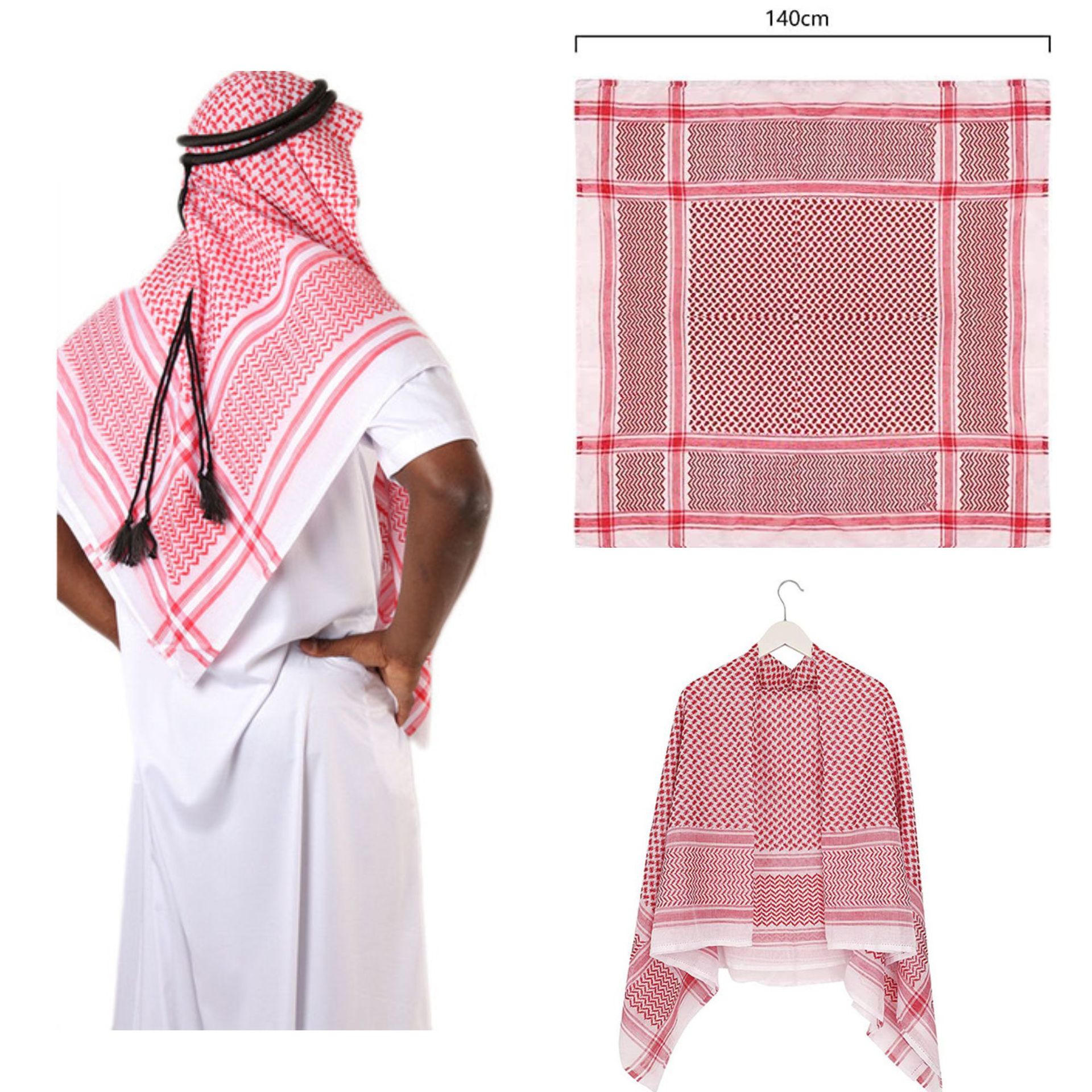 Keffiyeh Jacquard Arabic Square Scarf Men Dubai Middle East Muslim Saudi Cross-Border Wholesale Factory Direct Sales