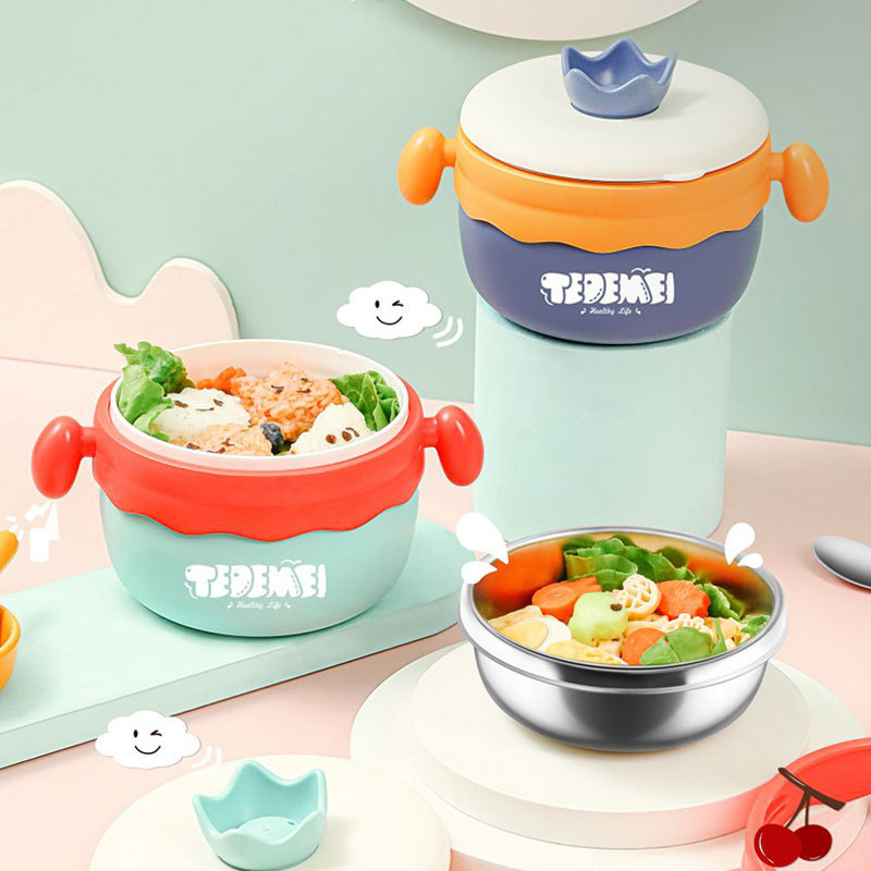 H162 Solid Food Bowl Water Cup Fork and Spoon Children's Tableware Set Drop-Resistant Baby Bowl Baby Water Bowl Constant Temperature Bowl