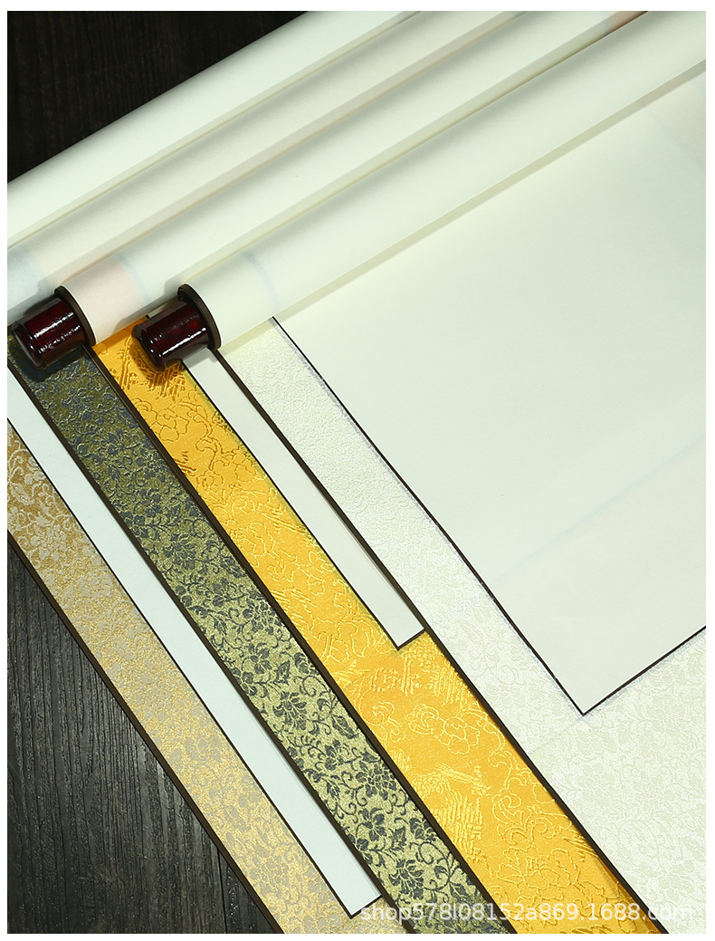 空白挂轴宣纸卷轴横幅挂画立轴书法国画手工画轴作品书画装裱