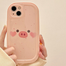 适用苹果13手机壳可爱少女粉色猪猪iphone14promax圆角防摔12气囊