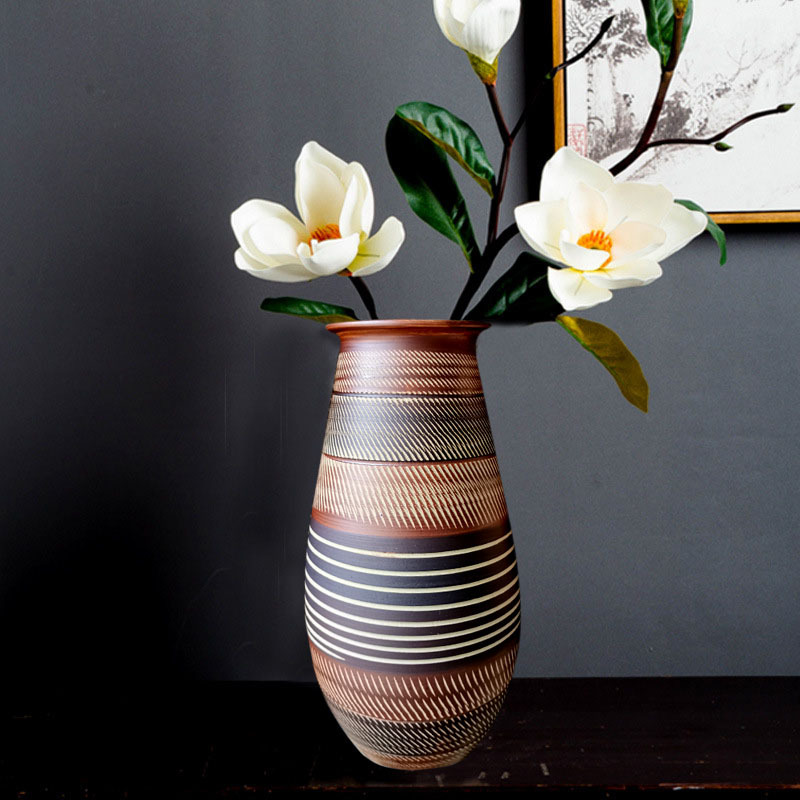 景德镇陶瓷干花花瓶日式装饰品摆件客厅家居创意复古陶艺插花花器