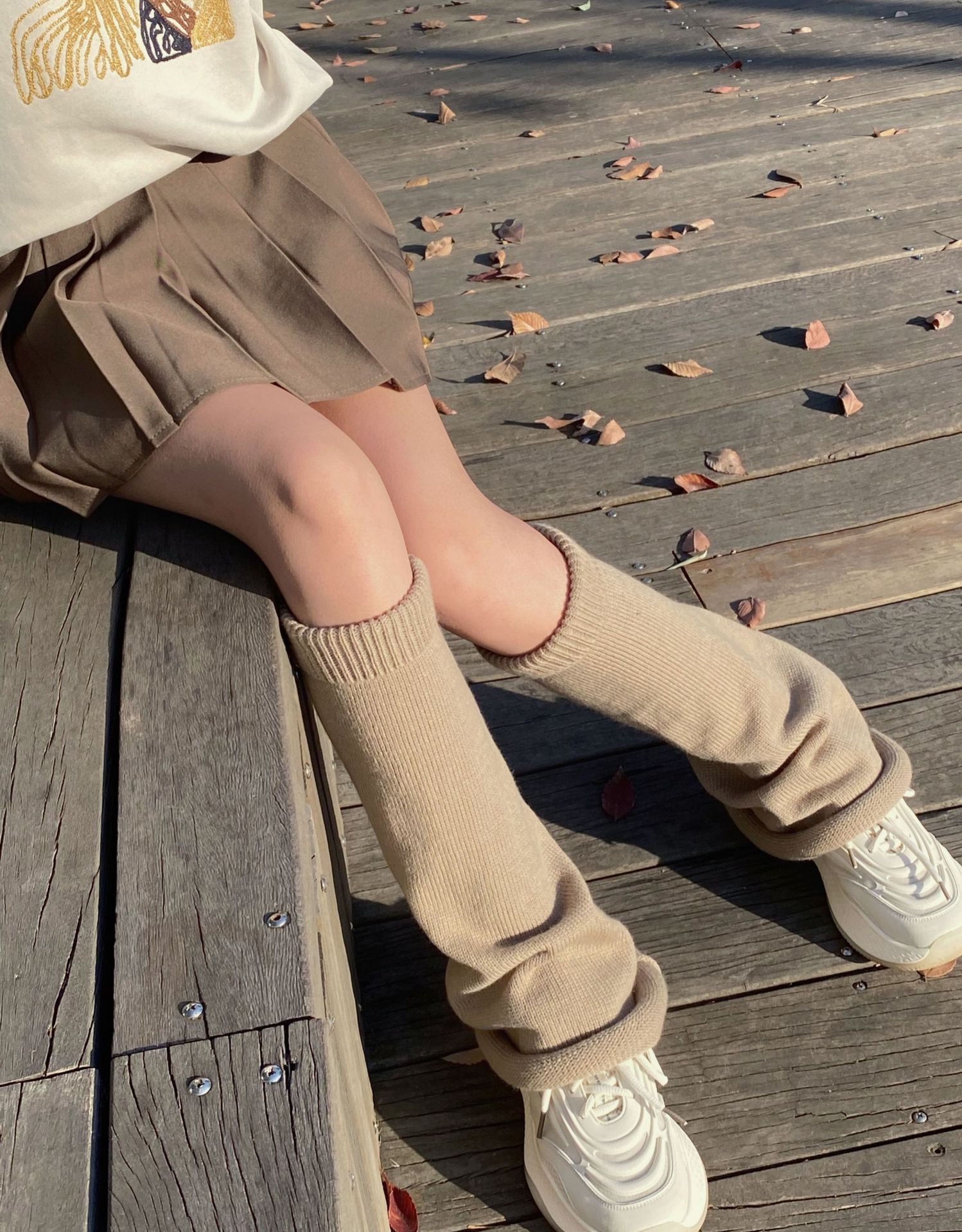 秋冬黑色设计感小众袜子jk辣妹袜套喇叭形腿套中长款亚文化堆堆袜