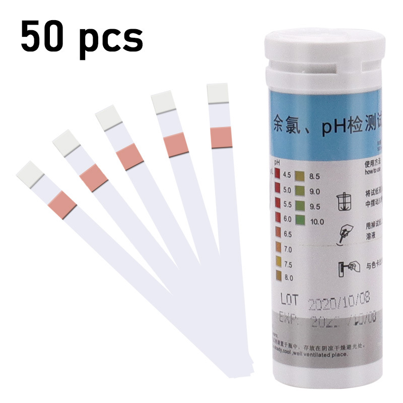 医院污水余氯ph检测试纸试剂氯废水医疗废水诊所残留余氯ph测试50