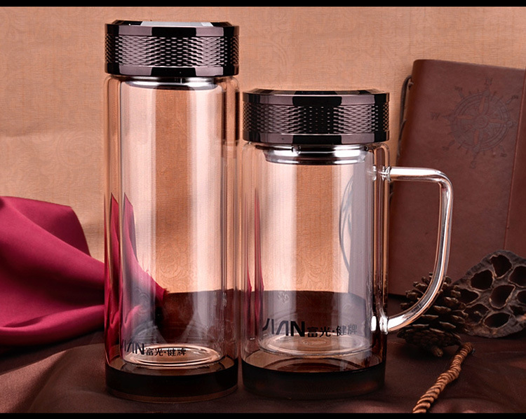 富光双层水杯茶杯厂家直销水晶玻璃杯企业会议印刷字logo礼品杯