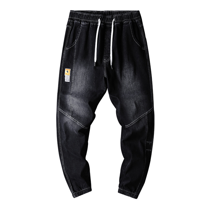    Men's New Fashion Casual Pants Youth Jeans Men's Korean-Style Trendy Workwear Ankle-Tied Harem Pants
