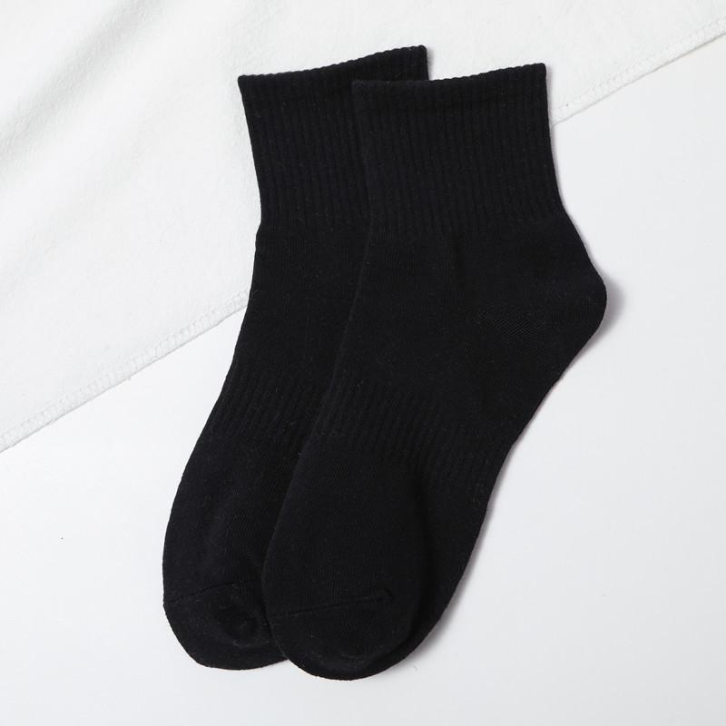 White Socks Women's Mid Tube Stockings Spring and Autumn Pure Cotton Ins Trendy Black Long Socks Summer Thin Solid Color Long Tube Men's Socks