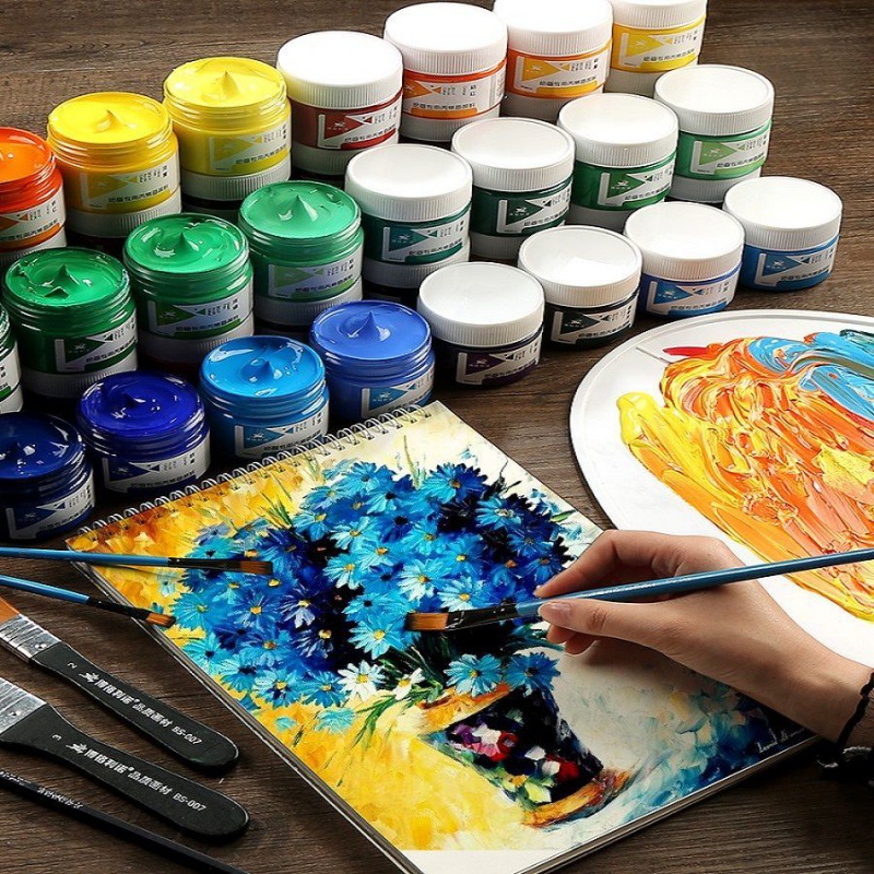 石英砂丙烯颜料48套装初学者美术用品diy手绘涂鸦丙烯画颜料代发