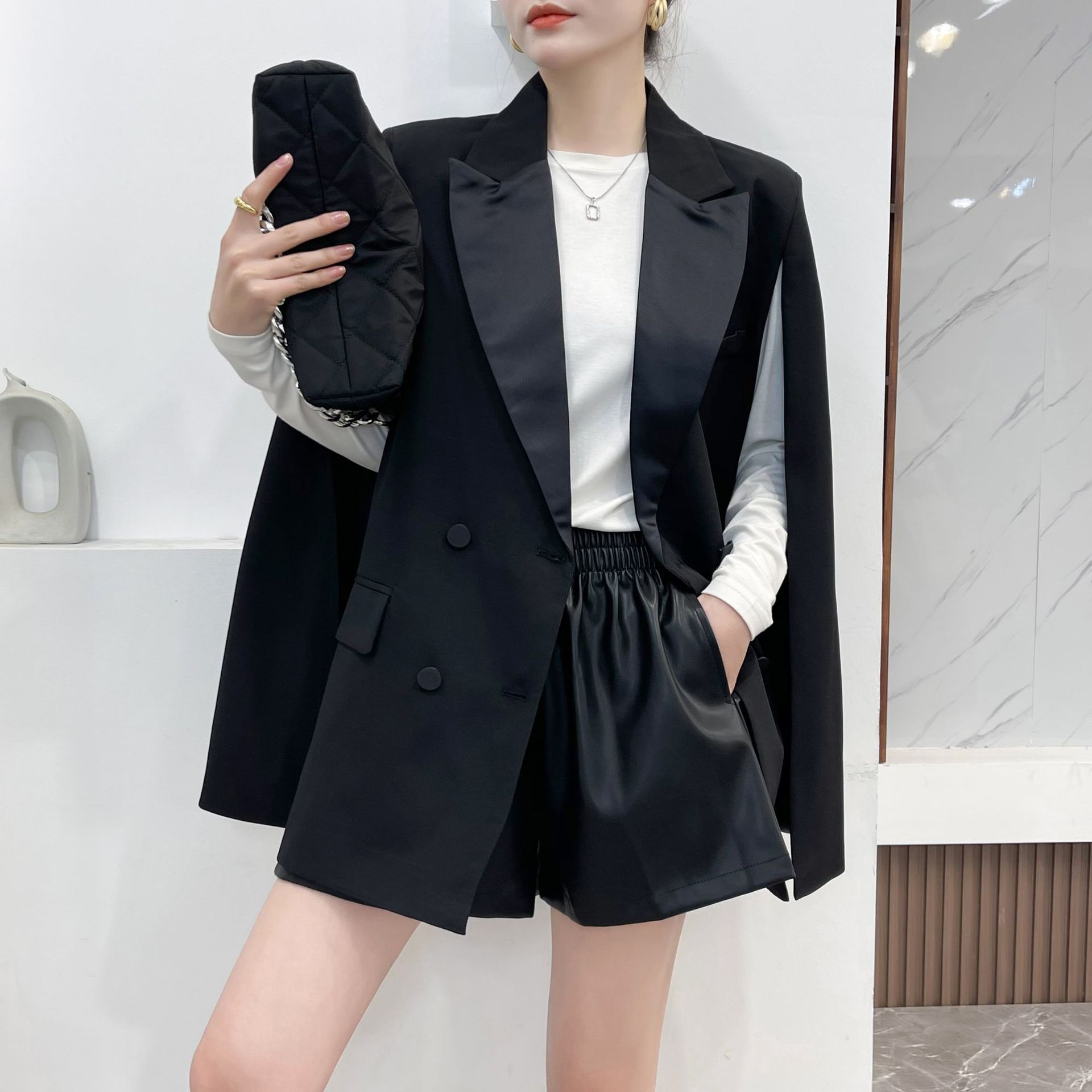 春秋无袖休闲西服女设计感小众高级高端时尚宽松西装女外套 x101