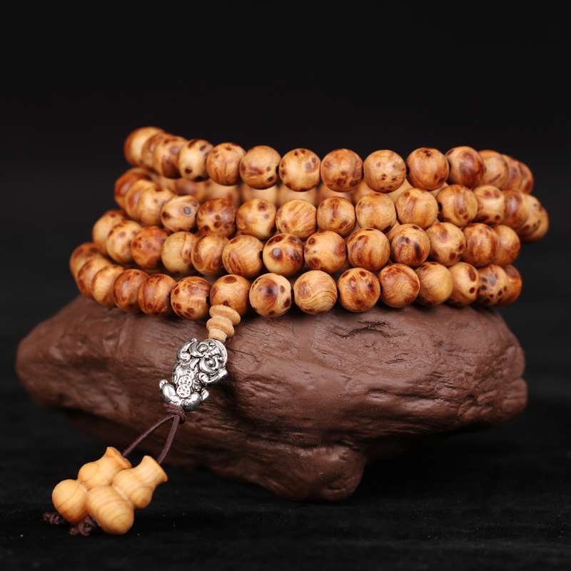 太行崖柏手串满瘤雀眼陈化料老料涯柏佛珠108颗文玩木手链男