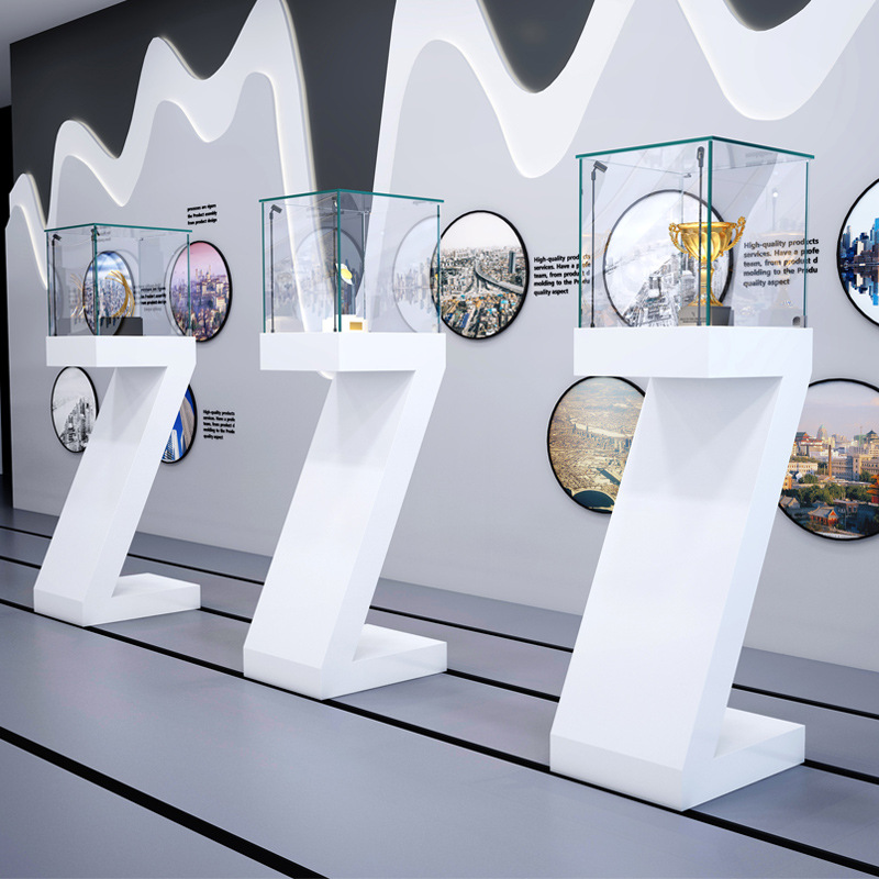 烤漆创意字母展台展示台玻璃展示柜logo中岛展厅展览柜产品陈列柜