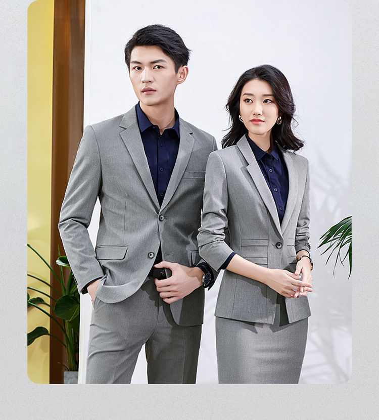 定制西装职业套装企业公司经理工装男女售楼部工作服藏青暗纹正装