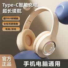 跨境新款发光蓝牙耳机头戴式高颜值电竞游戏音乐插卡折叠耳麦通用