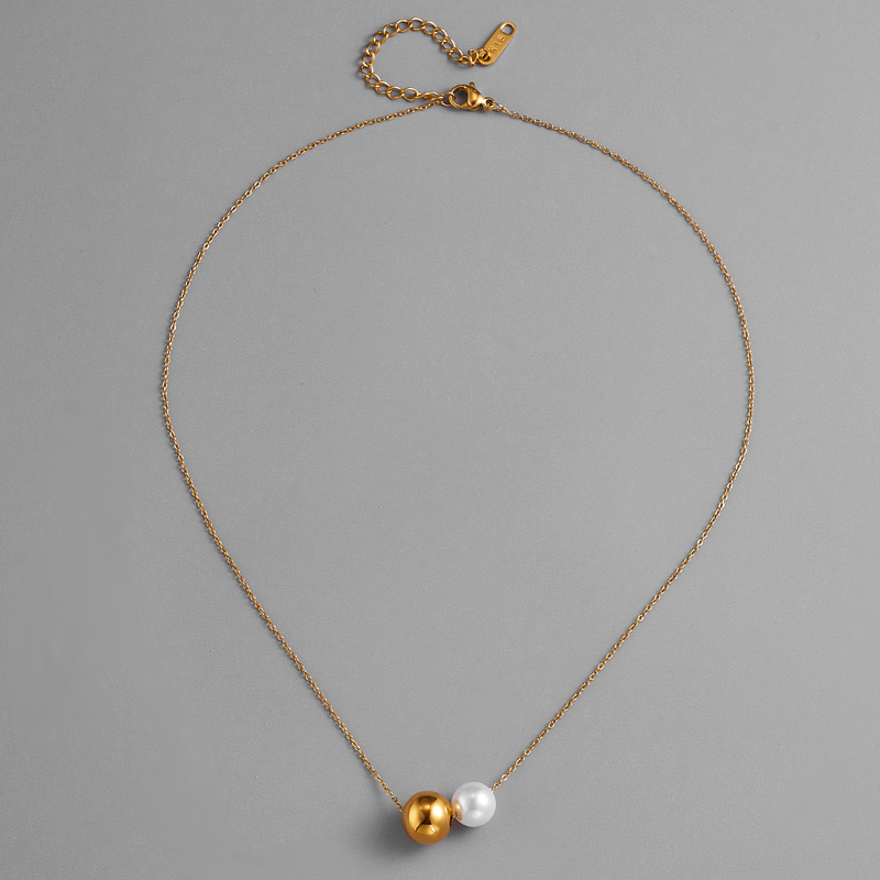 不锈钢饰品工厂 跨境欧美独立网站ins小众设计单颗珍珠项链锁骨链