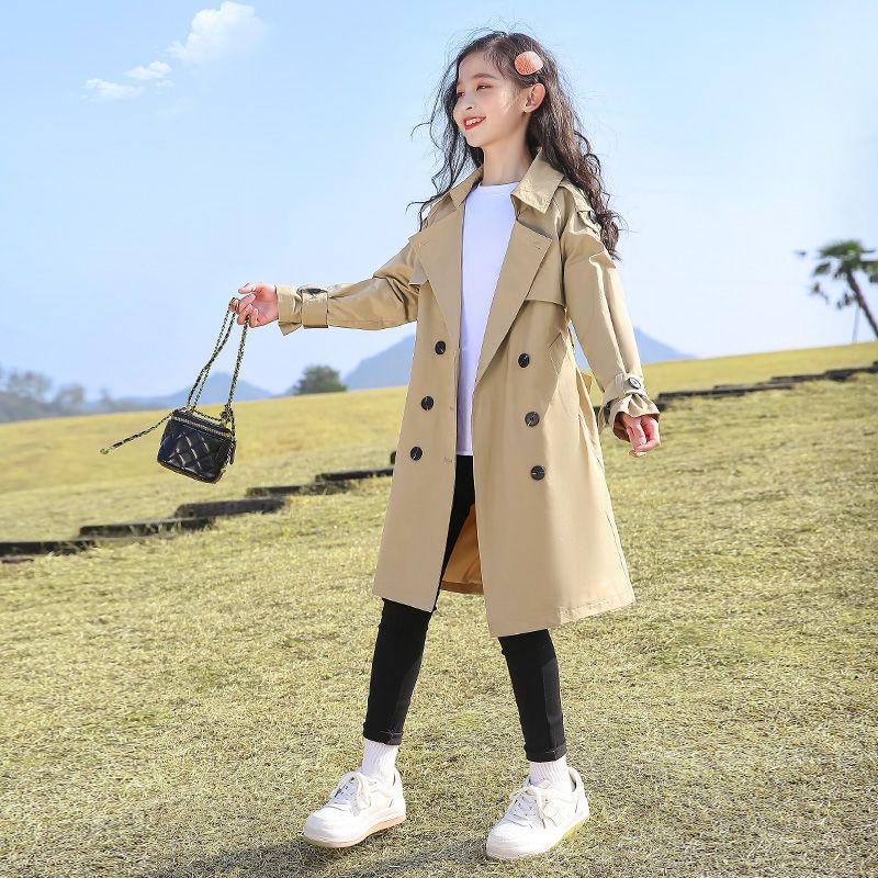 女童风衣中长款2024春装新款中大儿童外套小女孩英伦风洋气春秋装