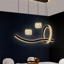 跨境专供餐厅吊灯线条特亮水晶LED现代简约网红吧台餐桌饭厅灯