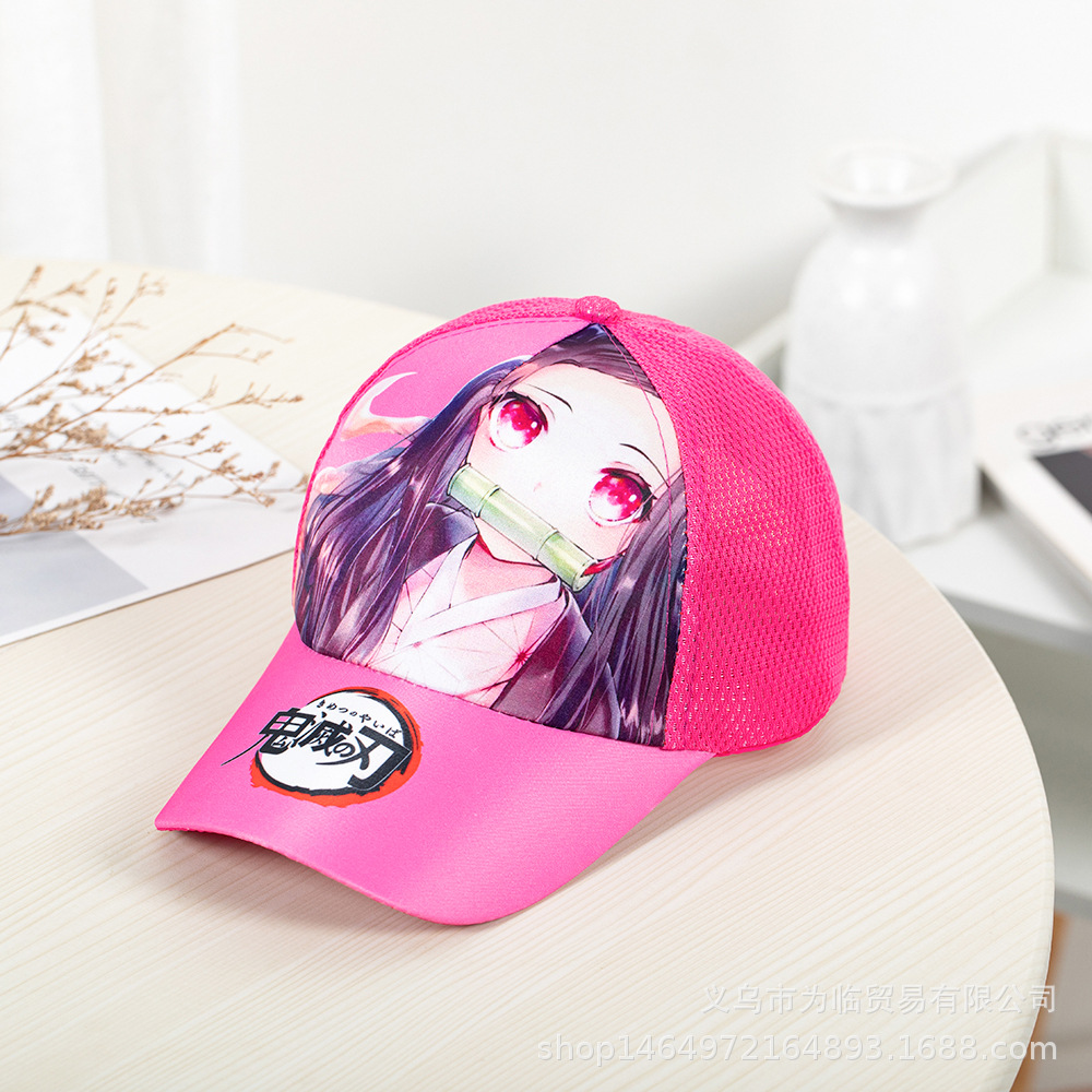 Cross-Border Amazon Sun Hat Kimetsu No Yaiba Printed Baseball Cap Men and Women Children's Peaked Cap Cartoon Hat Wholesale