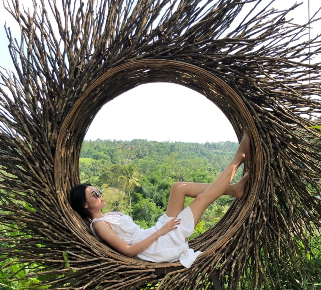 网红巴厘岛户外创意藤编爱心形鸟巢鸟窝悬挂秋千设计师民宿吊椅