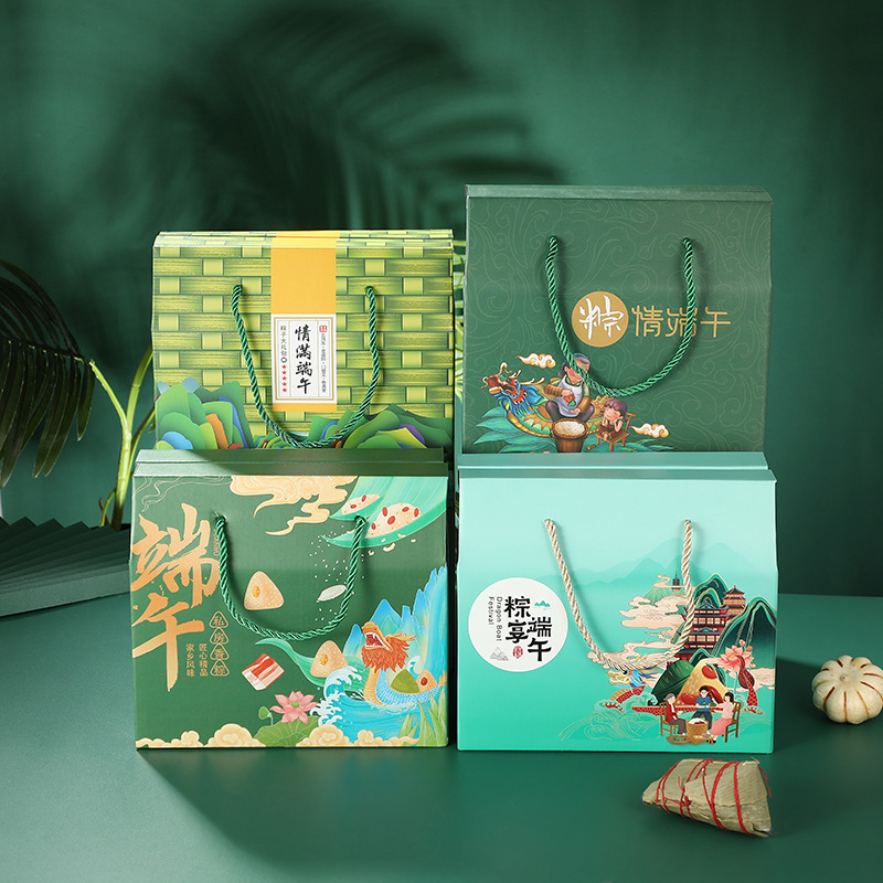 2024 Universal Zongzi Packing Boxes in Stock Wholesale Portable Corrugated Box Printing New Dragon Boat Festival Gift Box Wholesale