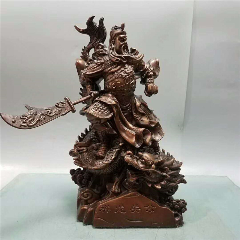 黄铜关公摆件黄铜武财神骑龙关二爷黄铜像店铺开业礼品-阿里巴巴