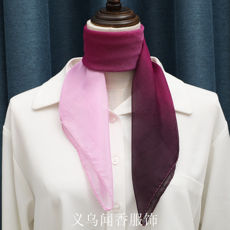 New Fashion Scarf Spring, Summer, Autumn and Winter Gradient Small Square Towel Lightweight Gauze Kerchief Women's Group Dance Scarf