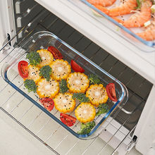 钢化玻璃烤盘长方形焗饭碗烤鱼盘家用耐热微波炉烤箱烤肉烘焙盘子