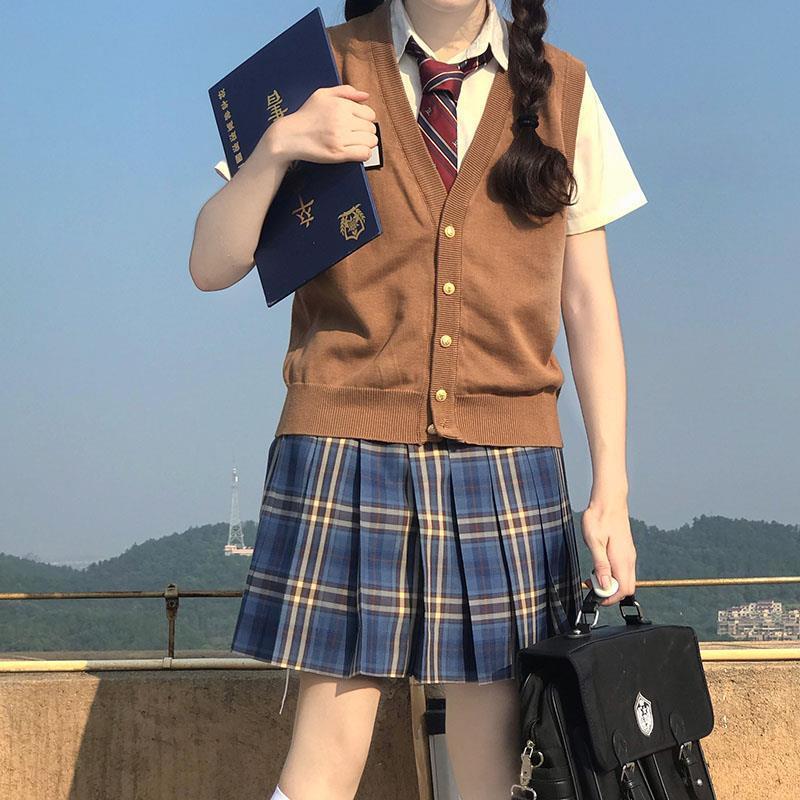 老头衫jk基础款乐马甲背心女秋季日系学院风外搭开衫针织毛衣外套