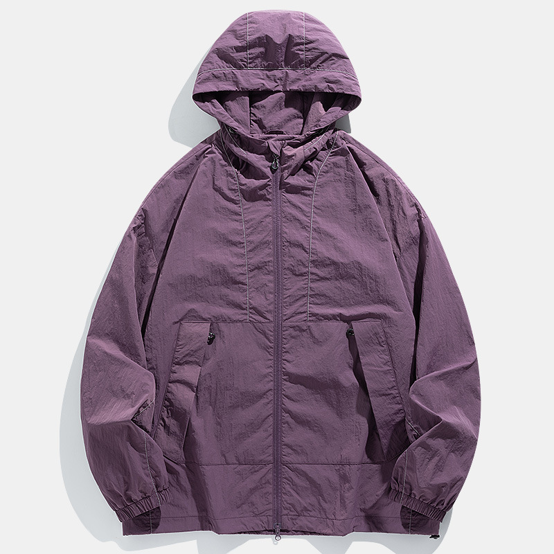 秋季新款反光外套薄款夹克男夜间骑行全反光夹克连帽荧光服装厂家