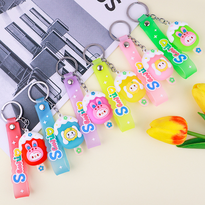 Cartoon Bunny Ice Cream Keychain Creative Cream DIY Accessories Soft Glue Ice Candy Doll Pendant Factory Wholesale